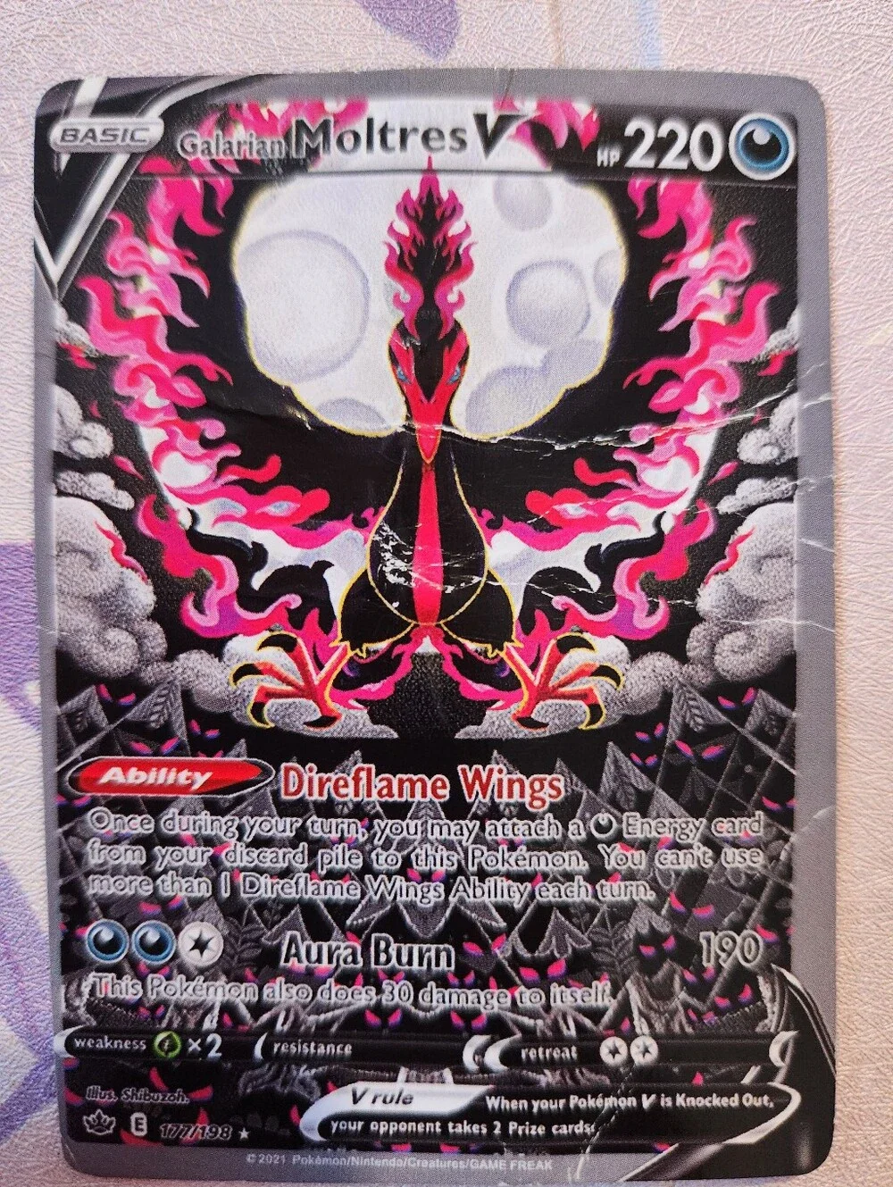 Galarian Moltres V 177/198 Custom Proxy Pokémon Card